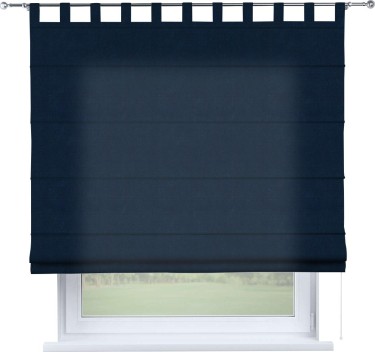 Римская штора на петлях «Кортин», ткань вельвет тёмно-синий