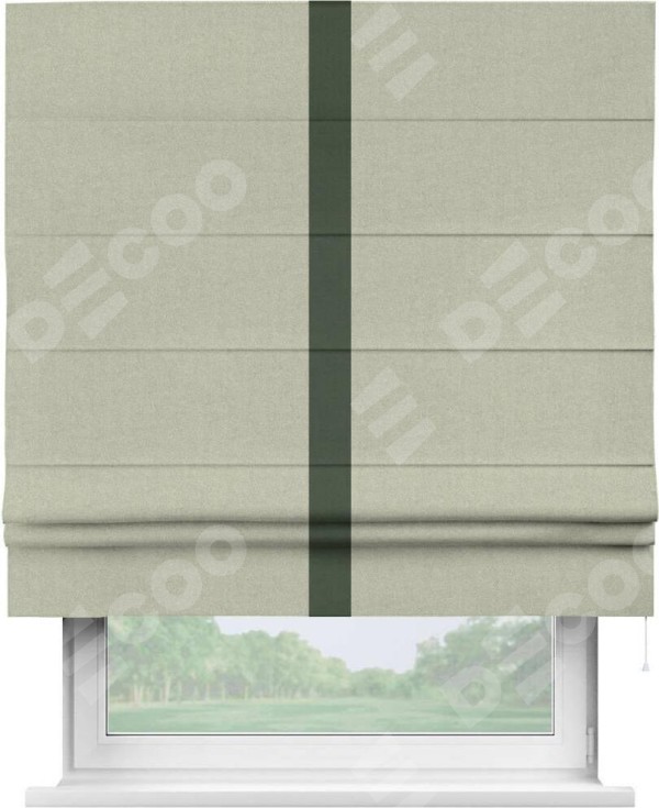 Римская штора «Кортин» с кантом Хайвэй, для проема, лён блэкаут серо-бежевый