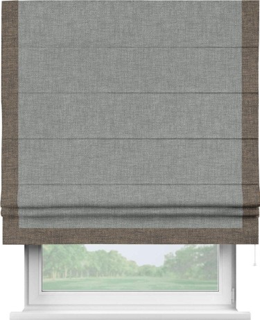 Римская штора «Кортин» с кантом Виктория, для проема, ткань рогожка димаут, тёмно-серый