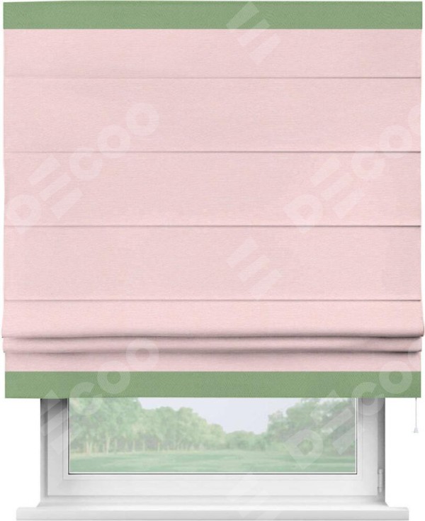 Римская штора «Кортин» с кантом Горизонт, для проема, ткань блэкаут однотонный розовый