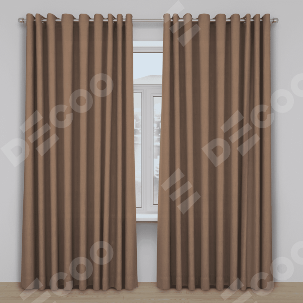Шторы на люверсах ткань блэкаут однотонный, коричневый