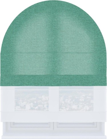 Римская штора «Кортин», лён светло-бирюзовый, день-ночь для арочного проёма