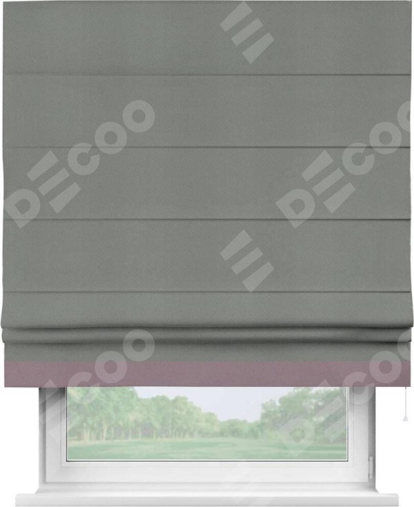 Римская штора «Кортин» с кантом Джестер, для проема, ткань блэкаут однотонный тёмно-серый