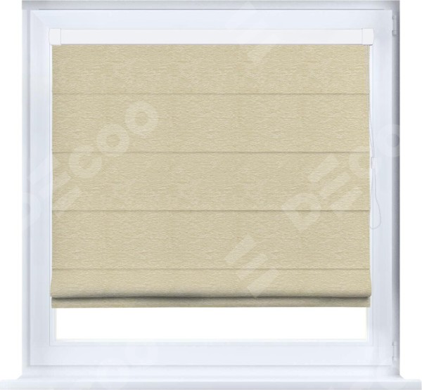 Римская штора «Кортин» кассетная, ткань софт однотонный светло-бежевый