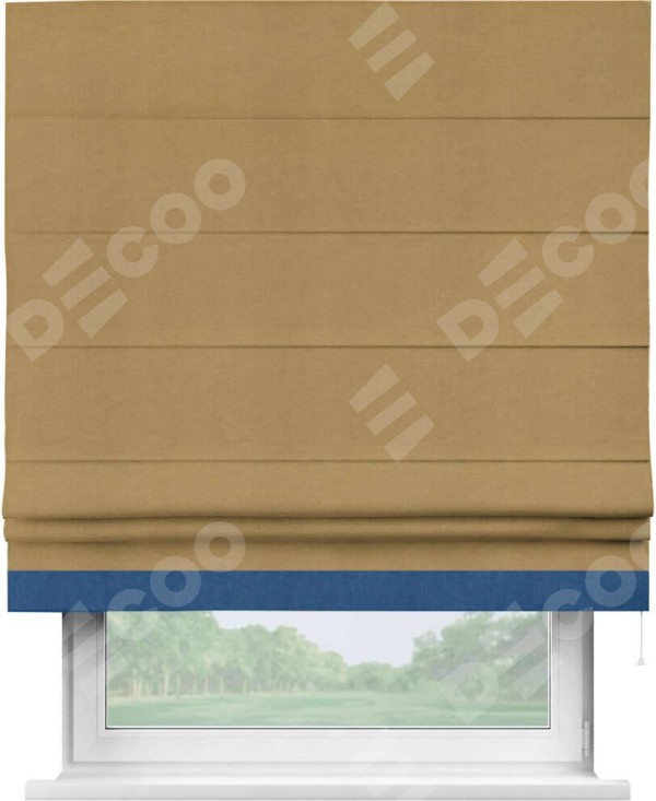 Римская штора «Кортин» с кантом Джестер, для проема, ткань вельвет горчица