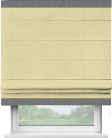 Римская штора «Кортин» с кантом Горизонт, для проема, ткань софт однотонный молочный