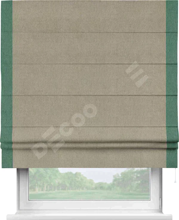 Римская штора «Кортин» с кантом Стрим Дуо, для проема, ткань твид блэкаут, кофе