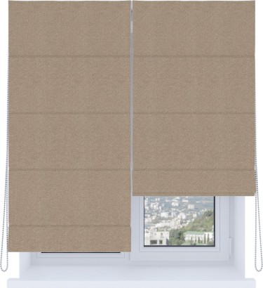 Римская штора «Кортин», система «Комфорт», лён димаут светло-бежевый