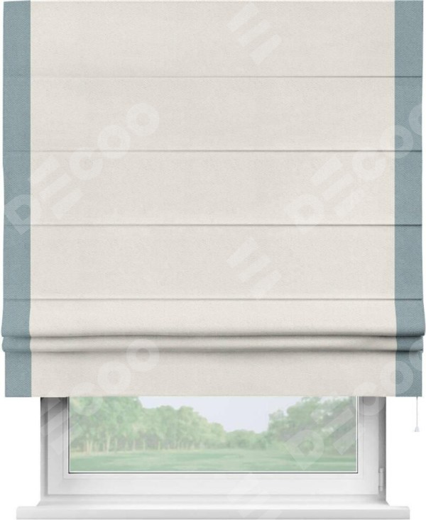 Римская штора «Кортин» с кантом Стрим Дуо, для проема, ткань блэкаут с блеском светло-серый