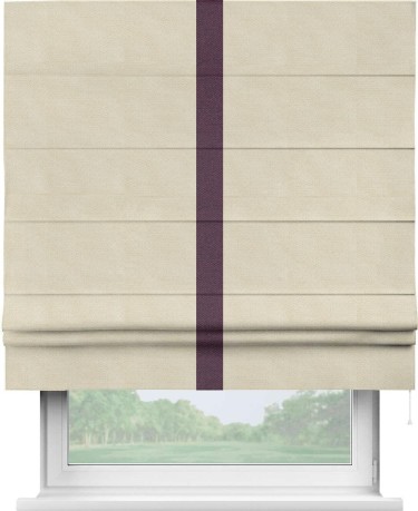 Римская штора «Кортин» с кантом Хайвэй, для проема, ткань лён димаут, бежевый