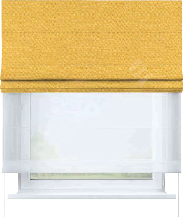 Римская штора «Кортин» день-ночь, ткань лён жёлтый