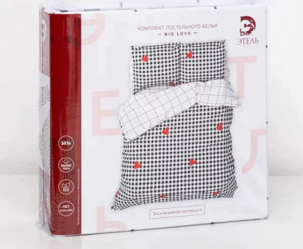 Постельное белье "Этель" дуэт Big love 143*215 см - 2 шт, 240*220 см, 70*70 см -2 шт