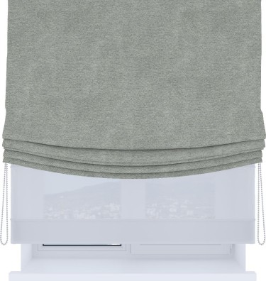 Римская штора «Кортин», день-ночь с мягкими складками, твид блэкаут светло-серый