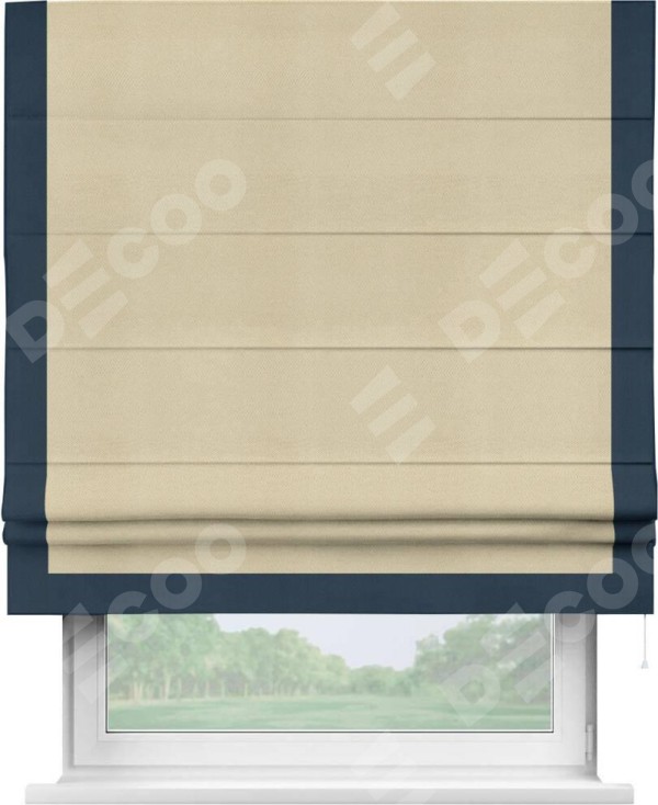 Римская штора «Кортин» с кантом Виктория, для проема, ткань блэкаут однотонный милано латте