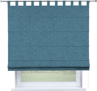 Римская штора на петлях «Кортин», ткань твид блэкаут, светло-синий