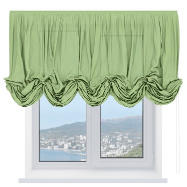 Австрийская штора «Кортин», ткань лён зелёный