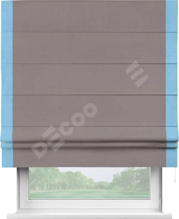 Римская штора «Кортин» с кантом Стрим Дуо, для проема, ткань вельвет темно-бежевый