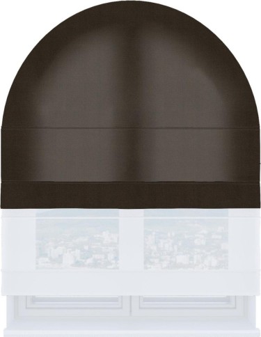 Римская штора «Кортин» день-ночь для арочного проёма, ткань вельвет тёмно-коричневый