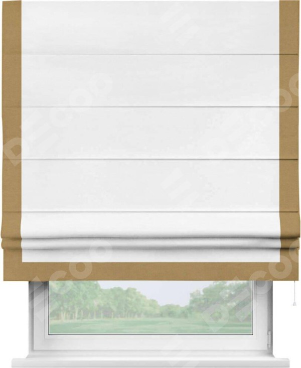 Римская штора «Кортин» с кантом Виктория, для проема, ткань вельвет дымчато-белый