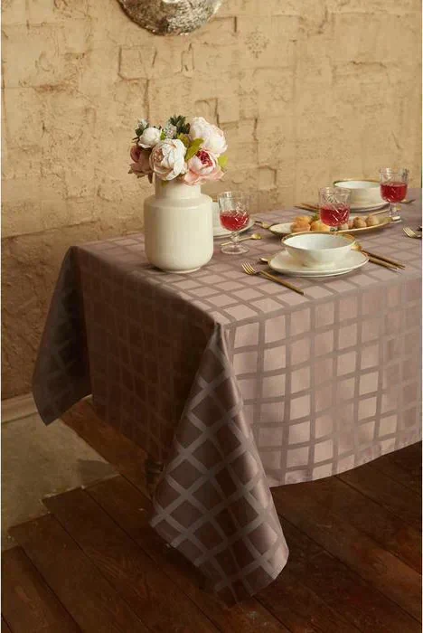 Скатерть "Этель" Geometry 150*250 +/-3см, цв.кофейный, пл. 192 г/м2, хл с ВГМО