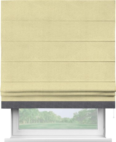 Римская штора «Кортин» с кантом Джестер, для проема, ткань софт однотонный молочный