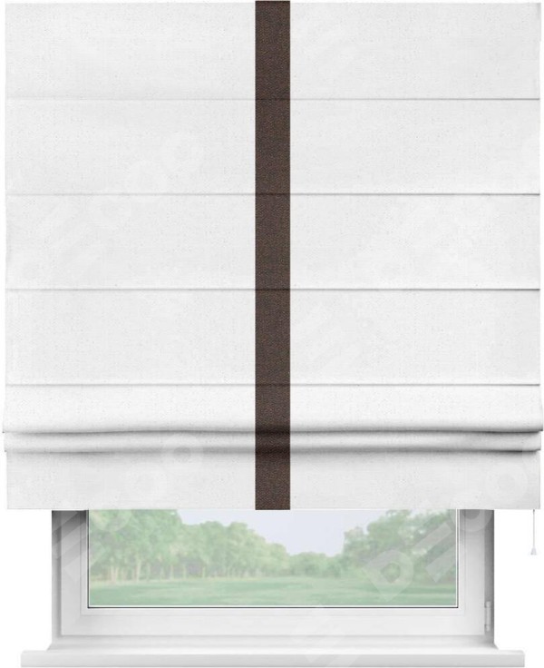 Римская штора «Кортин» с кантом Хайвэй, для проема, лён цвет белый