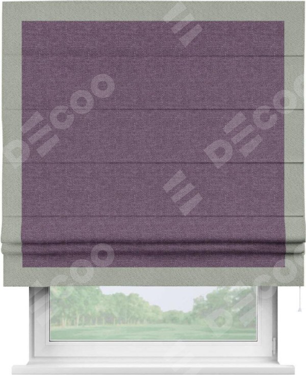 Римская штора «Кортин» с кантом Чесс, для проема, ткань лён димаут, брусника