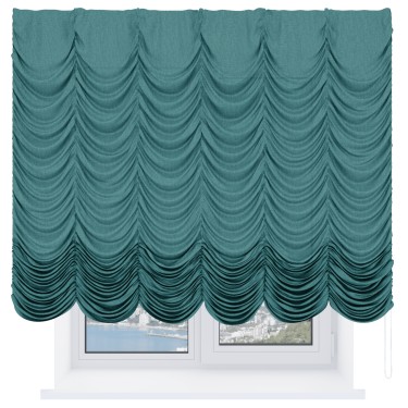 Французская штора «Кортин», лён кашемир бирюзовый