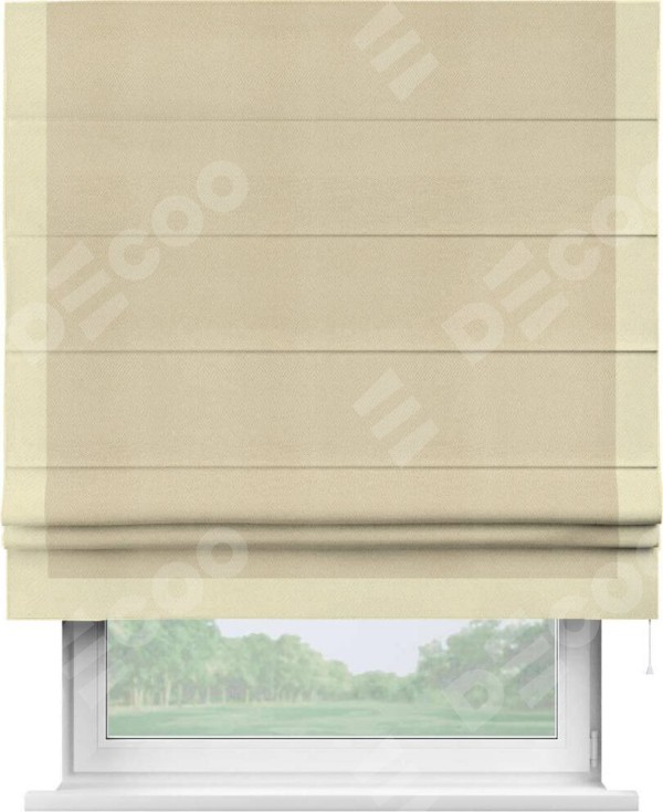 Римская штора «Кортин» с кантом Виктория, для проема, ткань блэкаут однотонный милано латте