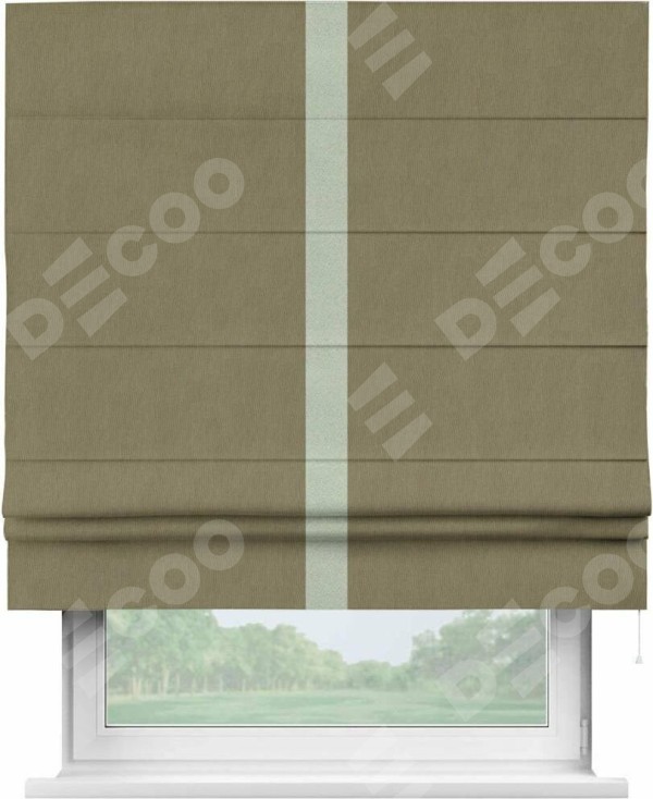 Римская штора «Кортин» с кантом Хайвэй, для проема, ткань блэкаут однотонный бежево-золотой