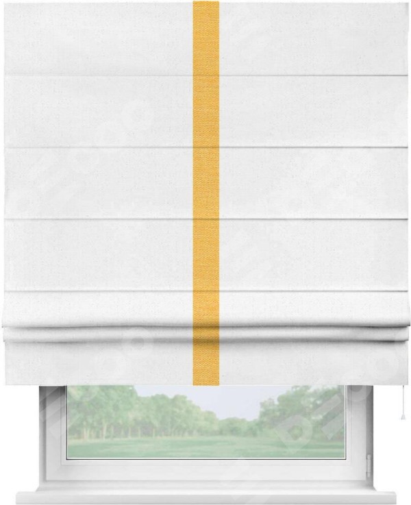 Римская штора «Кортин» с кантом Хайвэй, для проема, лён цвет белый