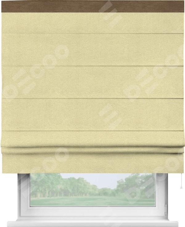 Римская штора «Кортин» с кантом Кинг, для проема ткань софт однотонный молочный