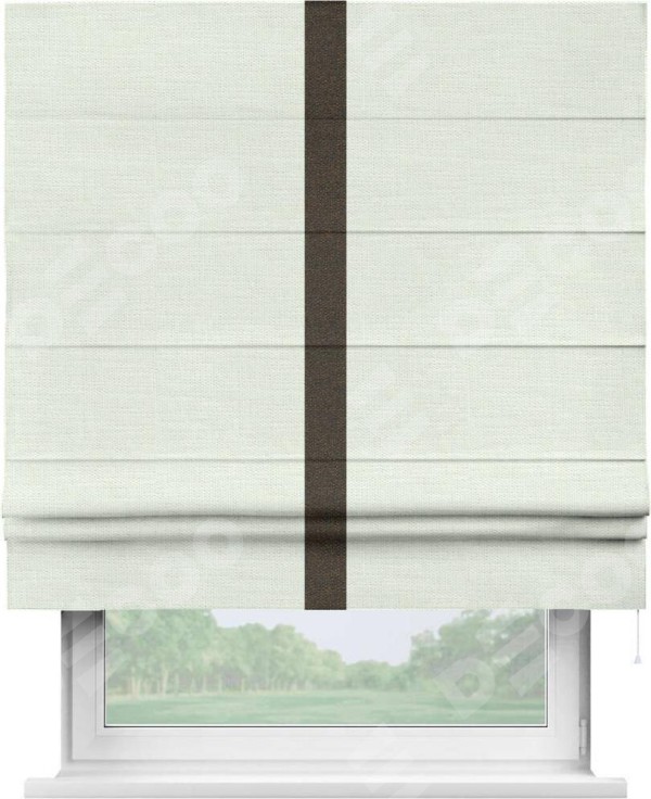 Римская штора «Кортин» с кантом Хайвэй, для проема, ткань лён молочный