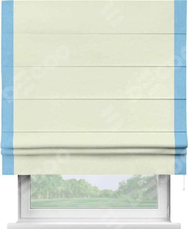 Римская штора «Кортин» с кантом Стрим Дуо, для проема, ткань вельвет молочный