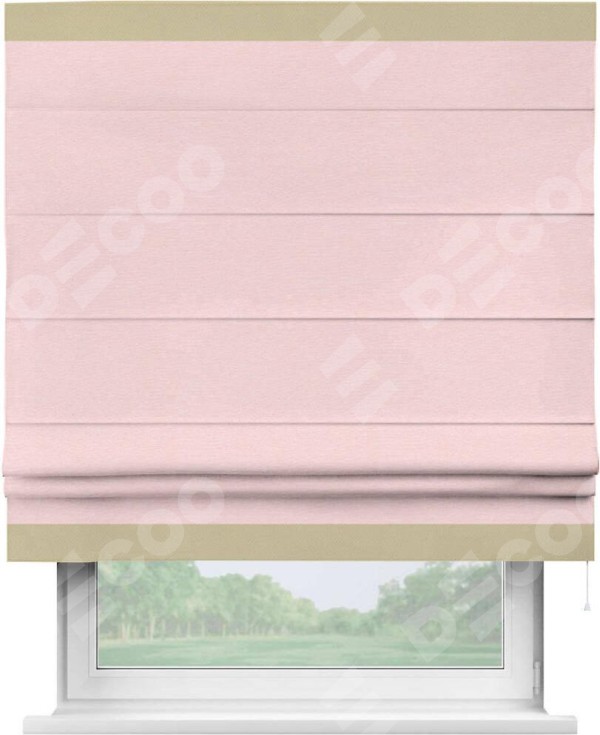 Римская штора «Кортин» с кантом Горизонт, для проема, ткань блэкаут однотонный розовый