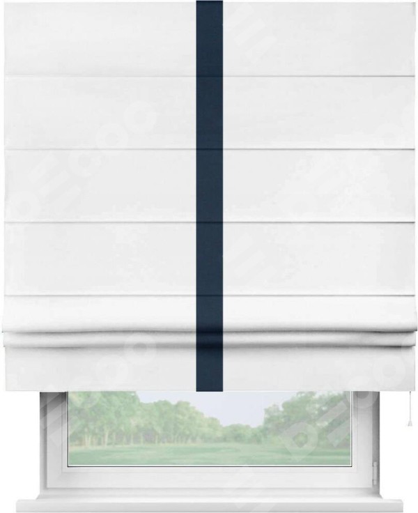 Римская штора «Кортин» с кантом Хайвэй, для проема, ткань вельвет белый