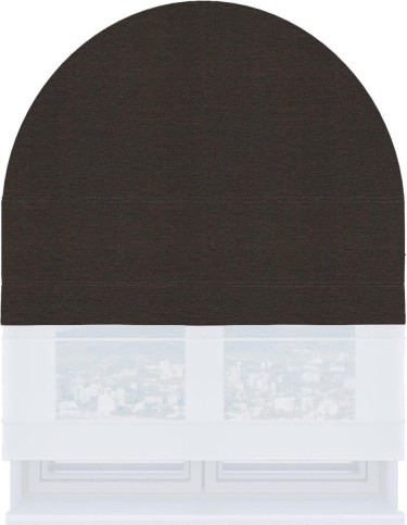 Римская штора «Кортин» день-ночь для арочного проёма, ткань лён димаут венге