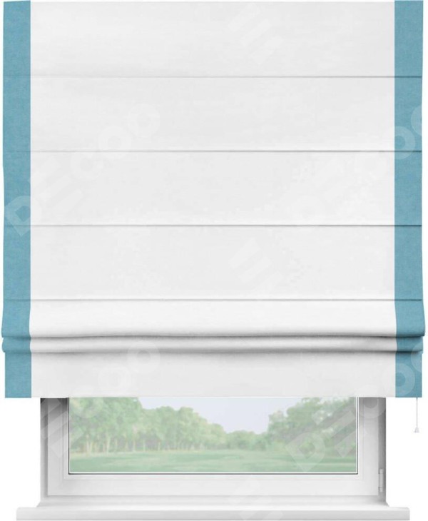 Римская штора «Кортин» с кантом Стрим Дуо, для проема, ткань вельвет дымчато-белый