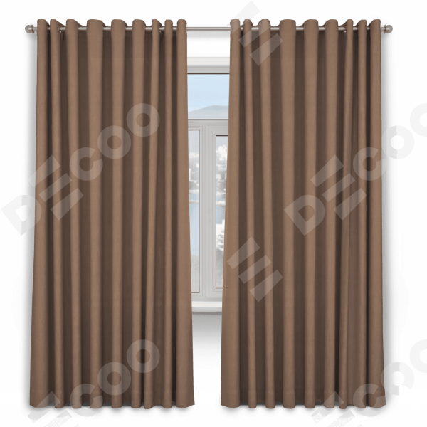 Шторы на люверсах ткань блэкаут однотонный, коричневый