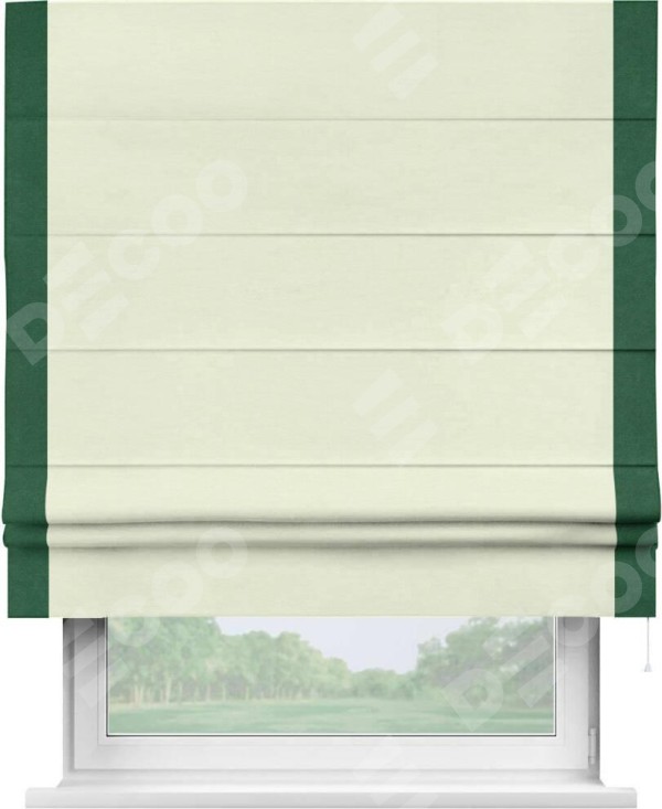 Римская штора «Кортин» с кантом Стрим Дуо, для проема, ткань вельвет молочный