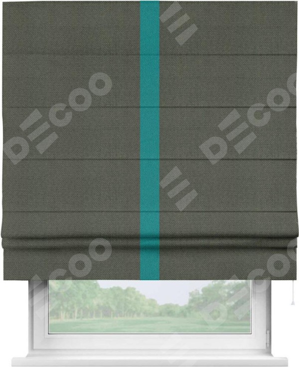 Римская штора «Кортин» с кантом Хайвэй, для проема, ткань лён димаут, графит