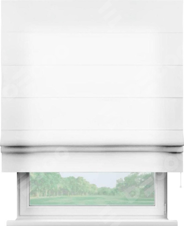 Римская штора «Кортин» для проема, ткань однотонная белоснежная