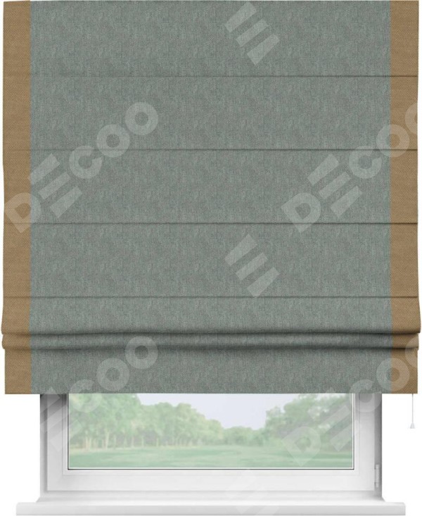 Римская штора «Кортин» с кантом Стрим Дуо, для проема, ткань лён димаут, серый