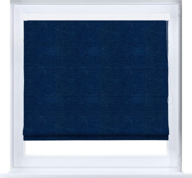 Римская штора «Кортин» кассетная, ткань софт однотонный синий