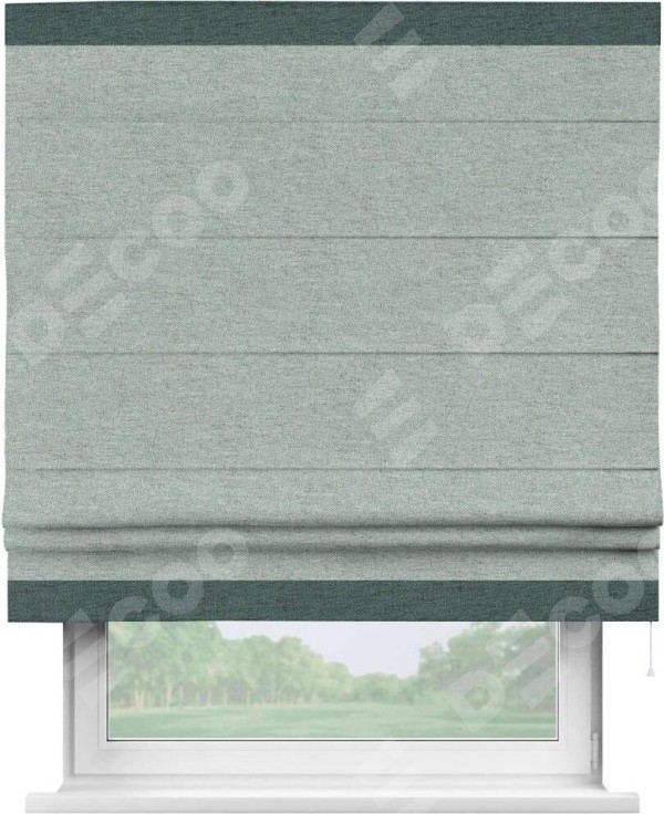 Римская штора «Кортин» с кантом Горизонт, для проема, ткань стиф димаут светло-серый