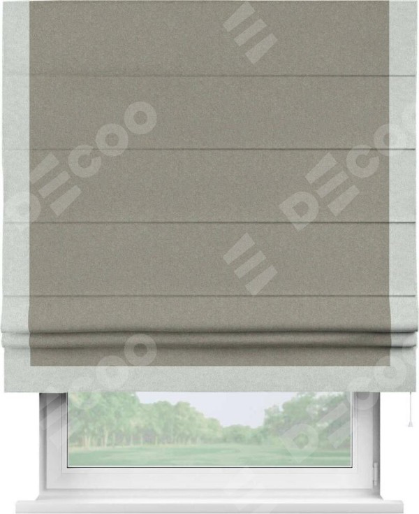 Римская штора «Кортин» с кантом Виктория, для проема, лён блэкаут светло-бежевый