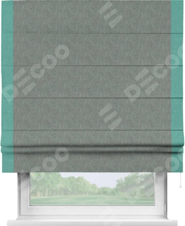 Римская штора «Кортин» с кантом Стрим Дуо, для проема, ткань лён димаут, серый