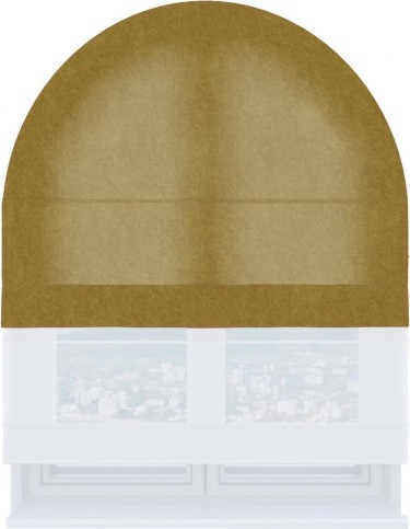 Римская штора «Кортин», канвас горчица, день-ночь для арочного проёма