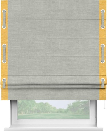 Римская штора «Кортин» с кантом Стрим Дуо (люверсы с пояском), для проема, ткань лён серый