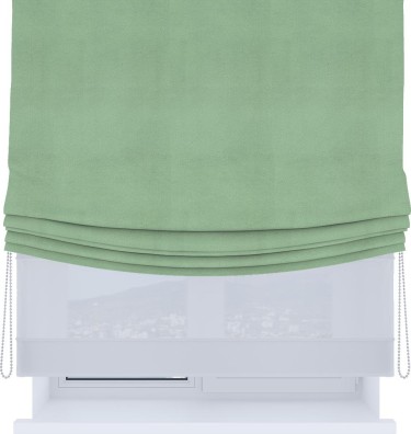 Римская штора «Кортин», день-ночь с мягкими складками, бархат оливковый